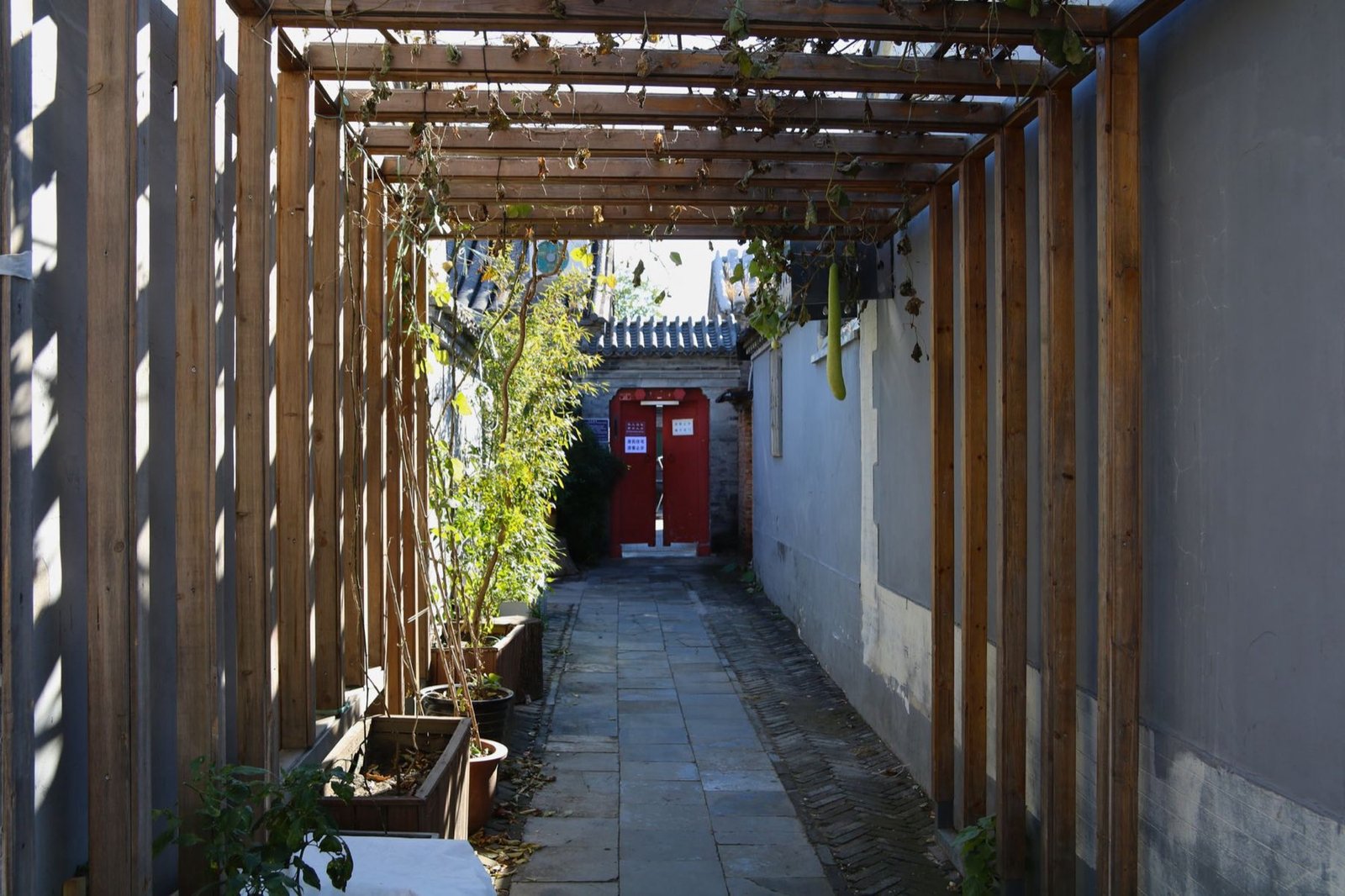A quiet doorway in an old Beijing hutong
